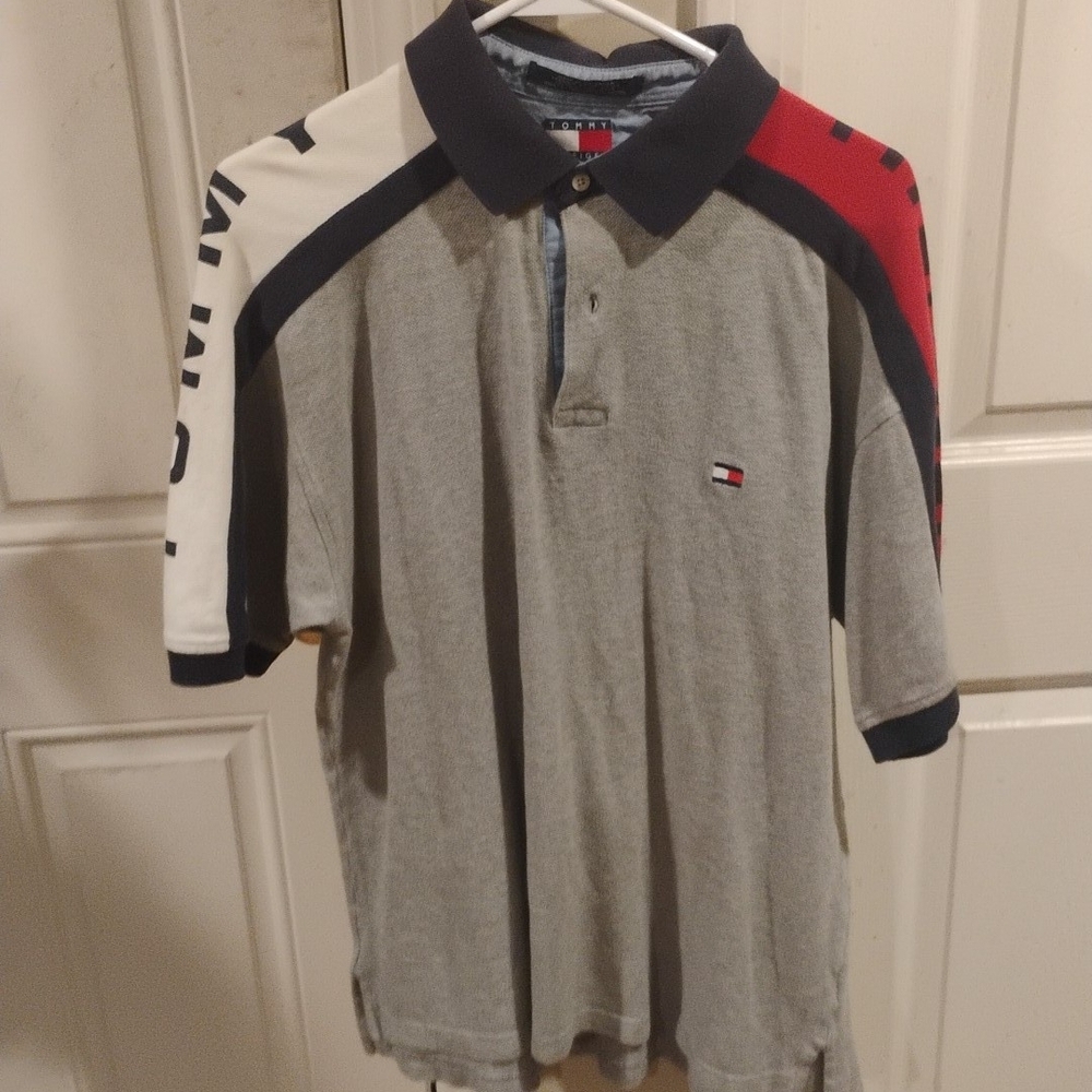 Tommy Hilfiger Kids Polo in Gray, Red, and Navy